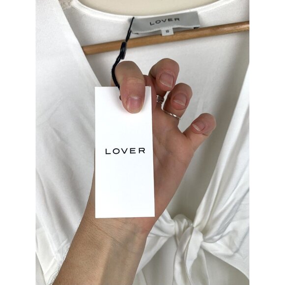 NWT! LOVER Moda Tie Front Mini Dress White Size 6 - Picture 10 of 14